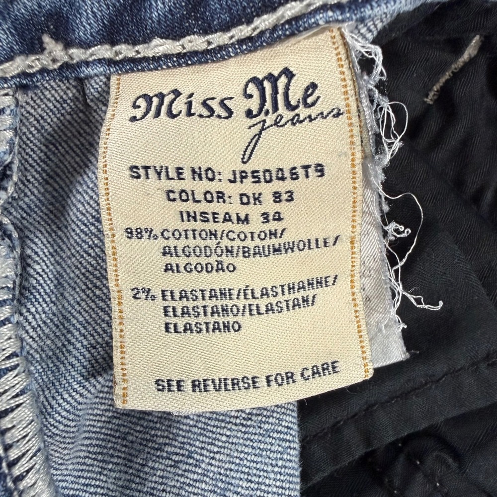 Miss Me Straight Leg Embellished Cross Jeans Blue Size 29 Inseam 34 - Picture 9 of 13